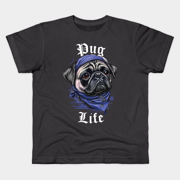 Pug Life - Dark colors Kids T-Shirt by Astroman_Joe